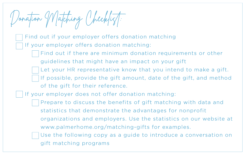 Checklist for how to talk to your employer about matching gifts