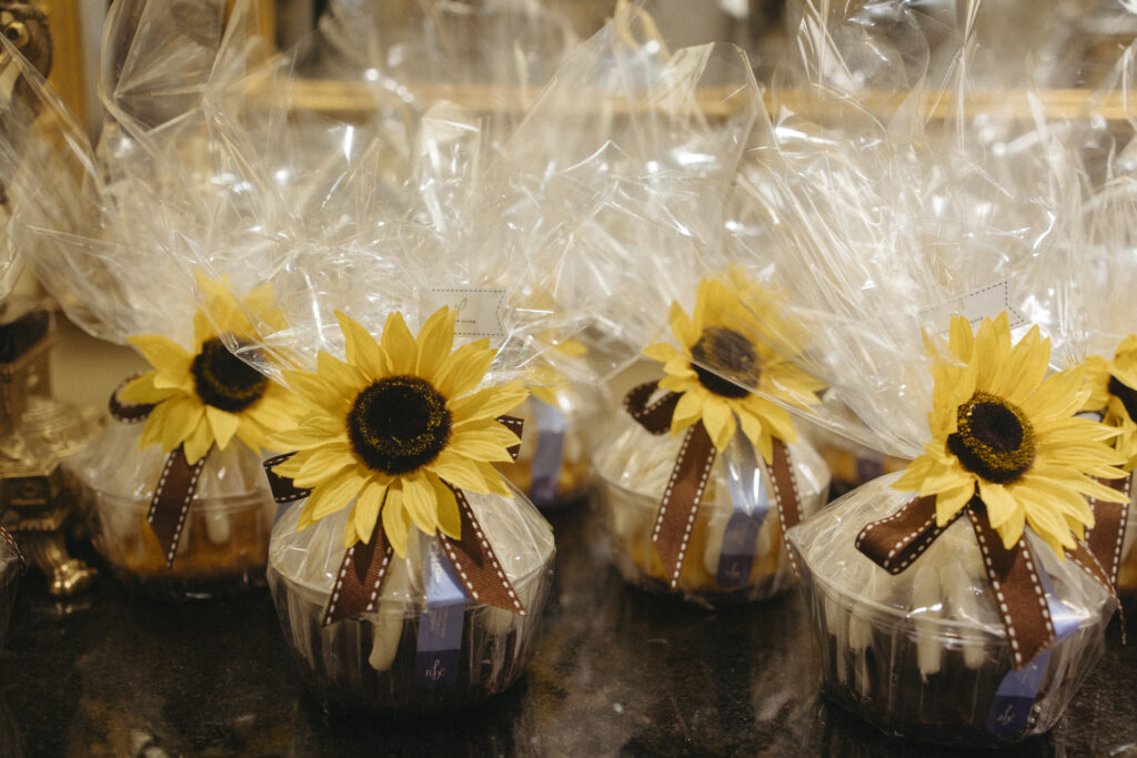 sunflower-themed bundt cakes made by Nothing Bundt Cakes in honor of the Shotguns & Sunflowers Soiree benefiting Palmer Home for Children